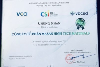 Masan High-Tech Materials được vinh danh trong Top 100 doanh nghiệp bền vững Việt Nam năm 2021