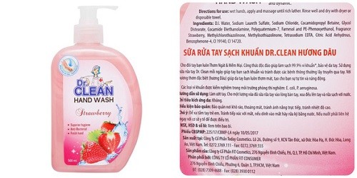 Thu hồi trên toàn quốc Sữa rửa tay sạch khuẩn Dr. Clean Hương dâu